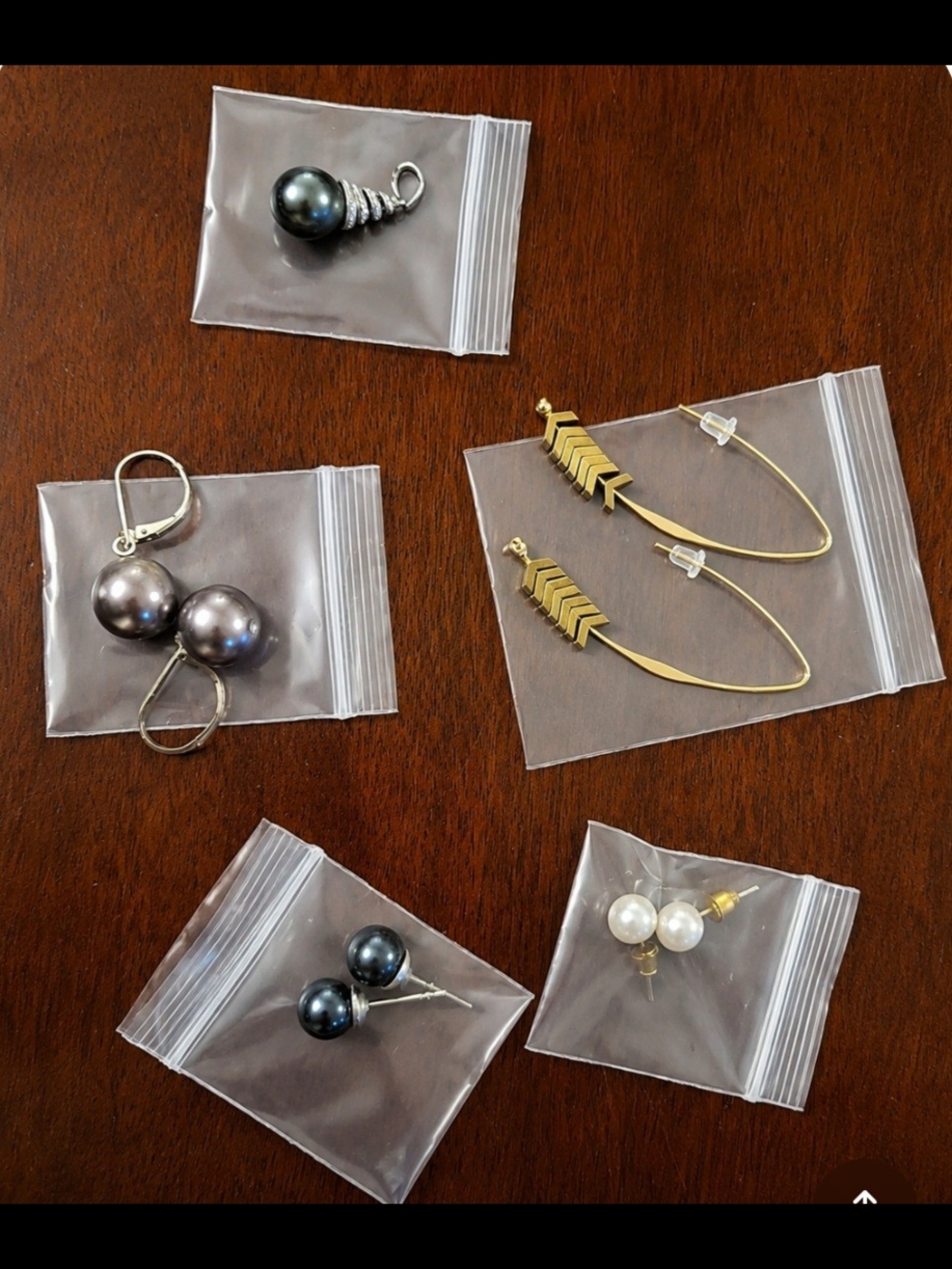 Mixed Pearl and Gold Tone Earring Lot - Black, Gray, White, Gold